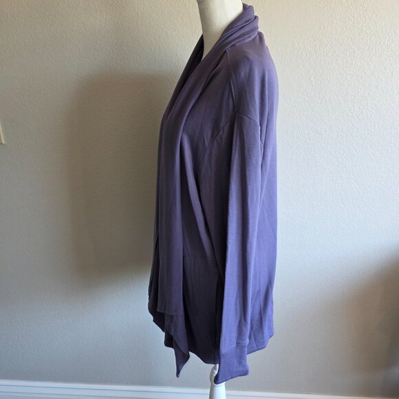 Athleta Womens M P Purple Open Front Cardigan Sweater Soft Waterfall Stretch - Picture 3 of 8